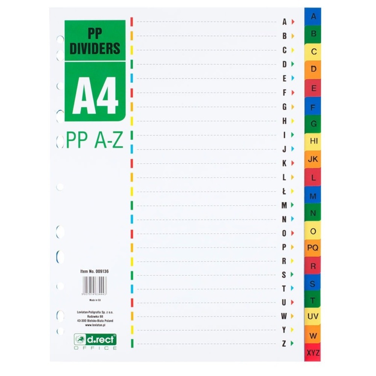 Plastic Dividers A4 size: A-Z - Spavento Art & Craft
